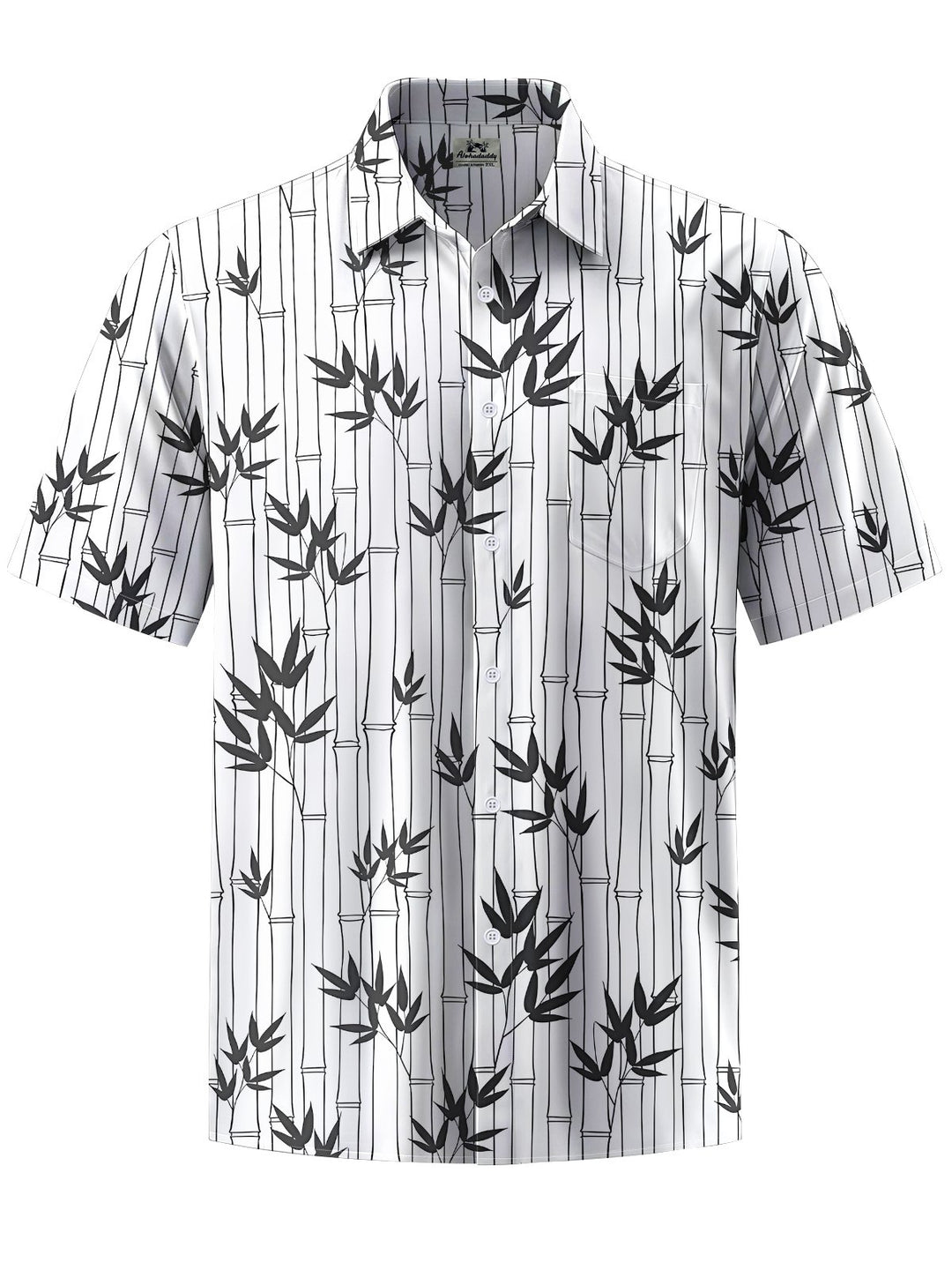 Alohadaddy® Casual Geometric Bamboo Art Print Chest Pocket Men&
