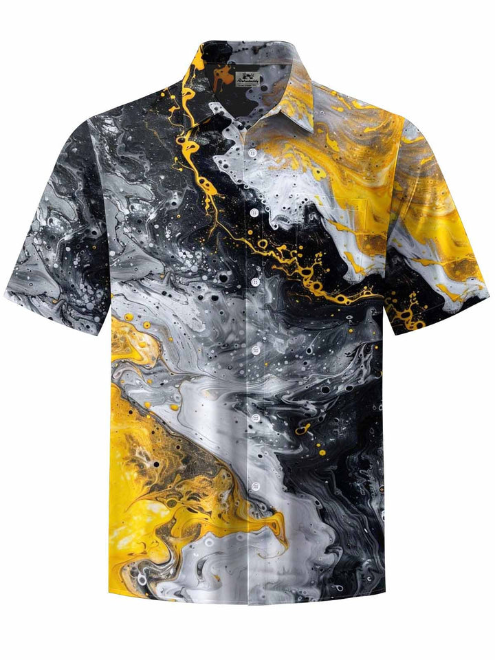 Alohadaddy® Casual Abstract Texture Art Print Chest Pocket Men&