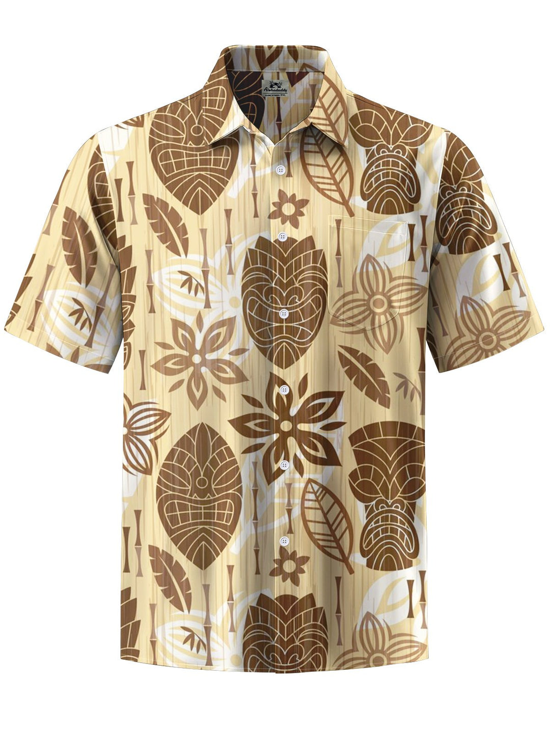 Alohadaddy® Casual Tiki Art Print Pocket Stretch Men&