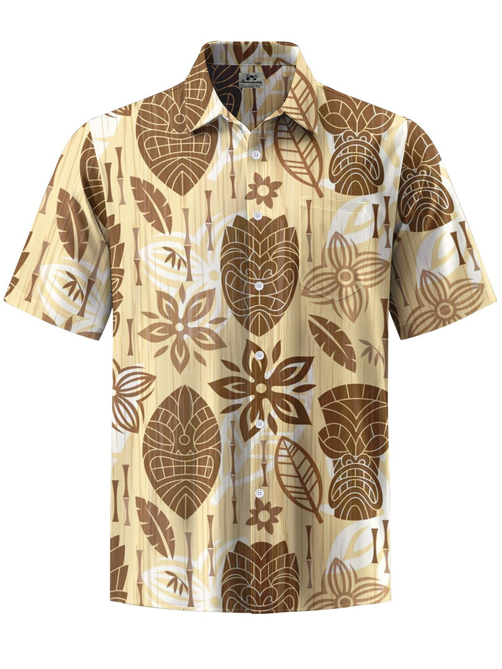 Alohadaddy® Casual Tiki Art Print Pocket Stretch Men&
