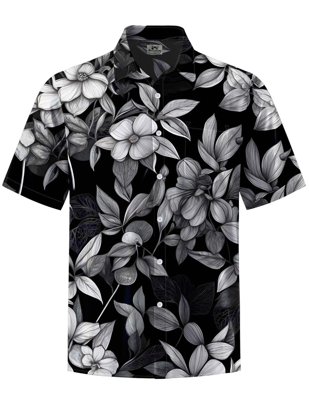 Alohadaddy® Casual Floral Art Print Chest Pocket Stretch Men&