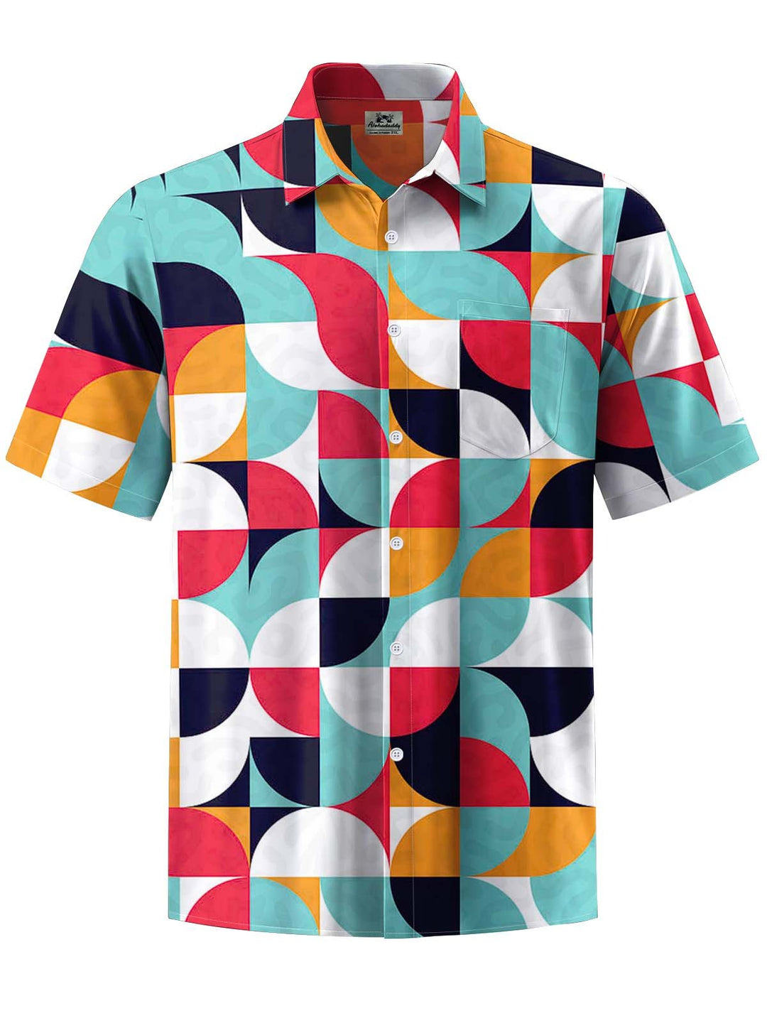 Alohadaddy® Vintage Geometric Art Print Chest Pocket Men&