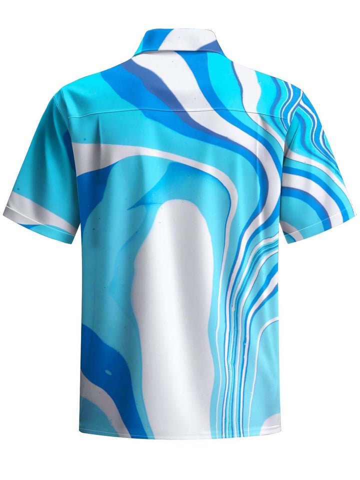 Alohadaddy® Casual Abstract Art Print Chest Pocket Stretch Men&