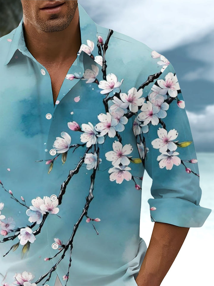 Alohadaddy® Casual Cherry Blossom Gradient Print Art Pocket Stretch Men&