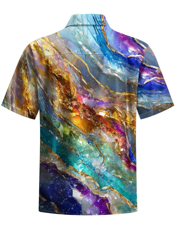 Alohadaddy® Casual Abstract Marble Print Art Pocket Stretch Men&