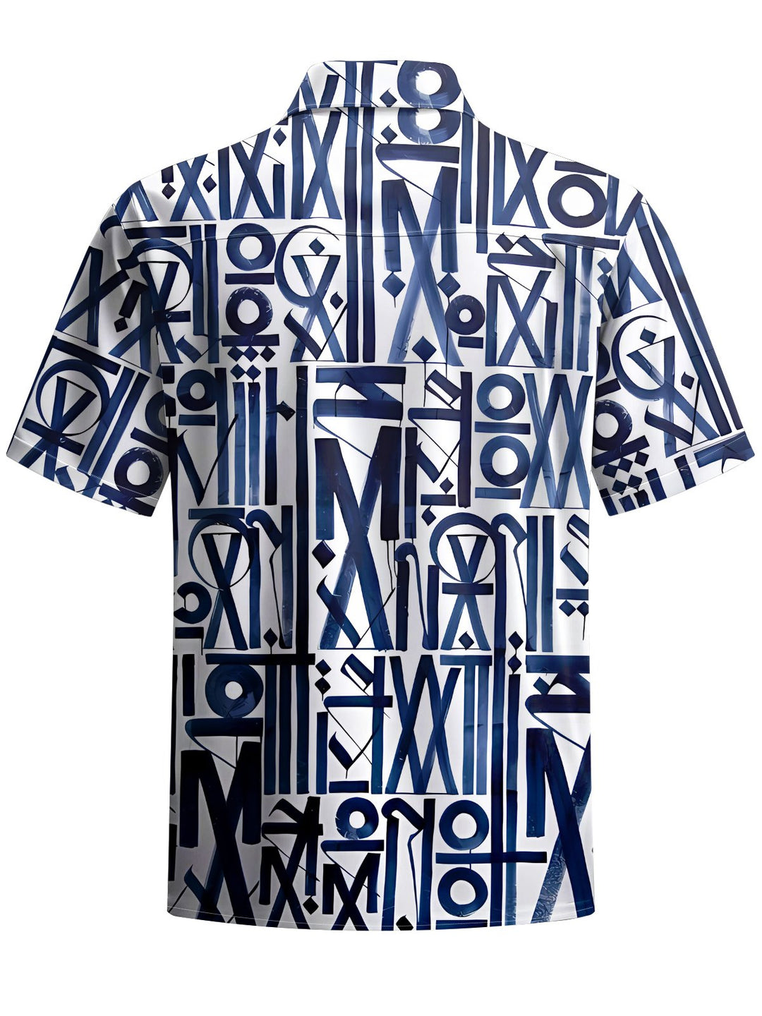 Alohadaddy® Retro Geometric Graffiti Print Stretch Pocket Button Men&