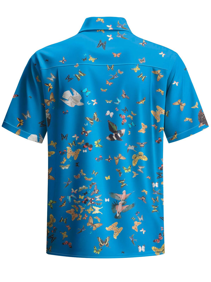 Alohadaddy® Casual Butterfly &amp; Bird Print Button Pocket Men&