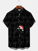 Alohadaddy® Christmas Cat Graphic Print Pockets Elastic Button Closure Men's Short Sleeve Shirt Big & Tall