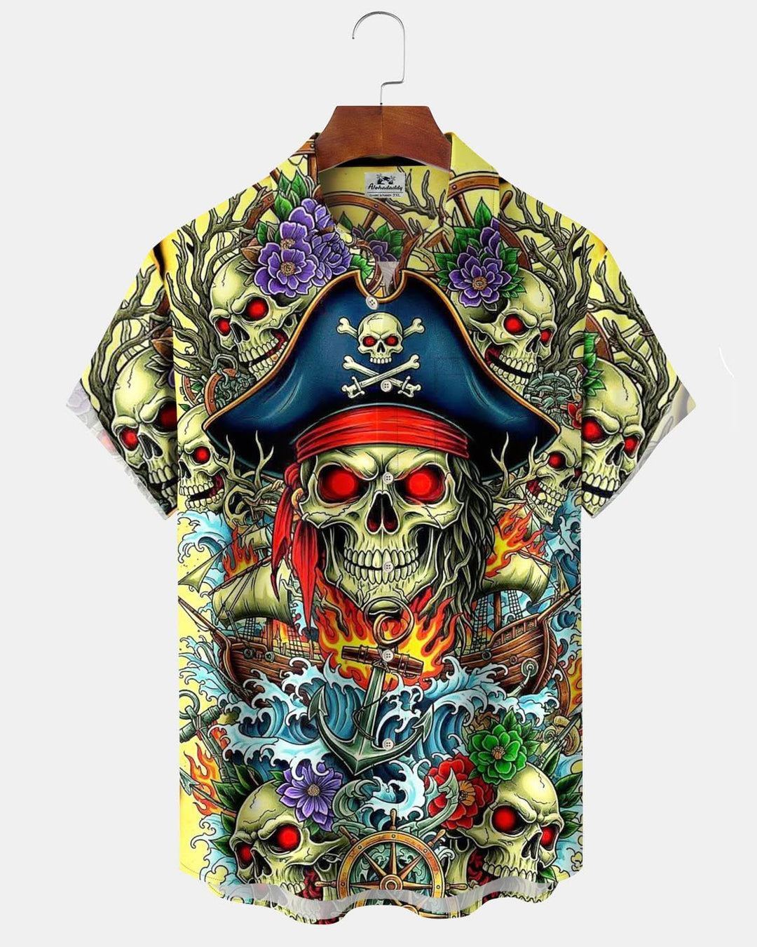 Alohadaddy® Vintage Skull Pirate Pocket Elastic Button Men&