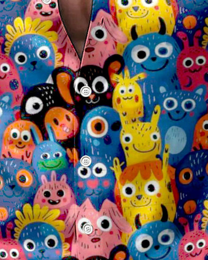 Alohadaddy® Satin Finish Vintage Cartoon Monster Print Art Stretch Men&