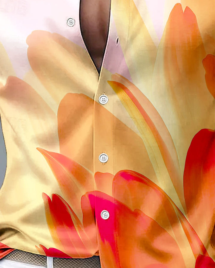 Alohadaddy® Satin Glossy Gradient Leaf Print Men&