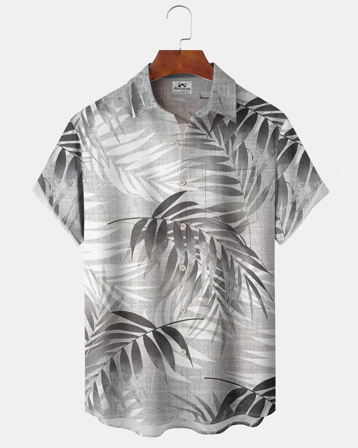 Alohadaddy® Hawaiian Palm Leaf Print Art Pocket Button Men&