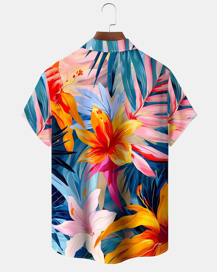 Alohadaddy® Casual Hawaiian Floral Print Artistic Button Pocket Cardigan Men&