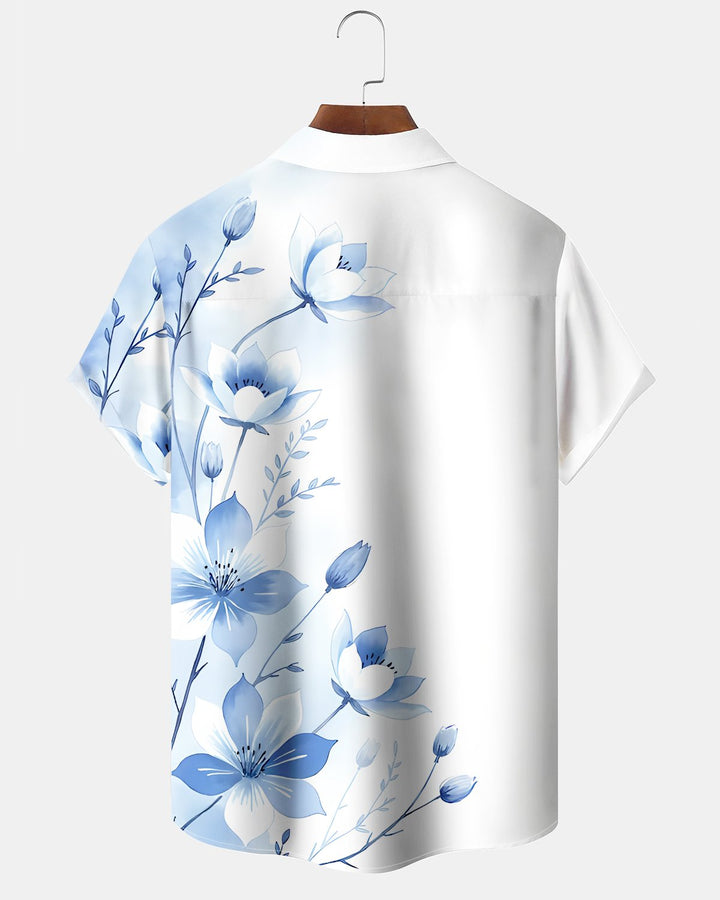 Alohadaddy® Hawaiian Orchid Print Art Button Pocket Cardigan Men&