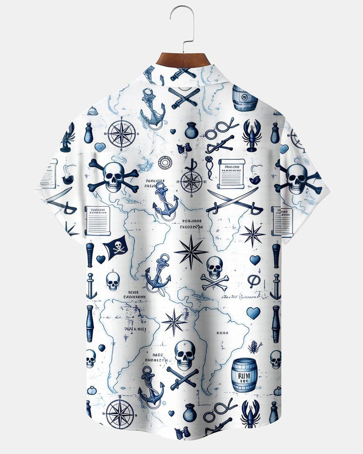 Alohadaddy® Vintage Skull Print Art Button Pocket Cardigan Men&
