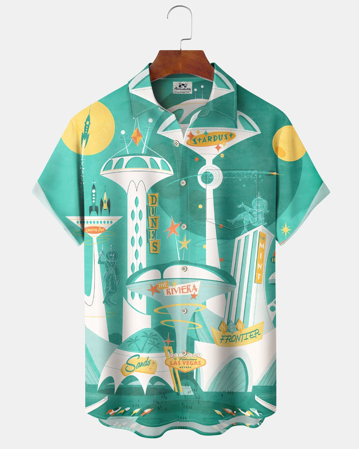Alohadaddy® Hawaiian Wine Glass Print Art Button Pocket Cardigan Men&