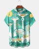Alohadaddy® Hawaiian Wine Glass Print Art Button Pocket Cardigan Men's Short Sleeve Shirt Big & Tall