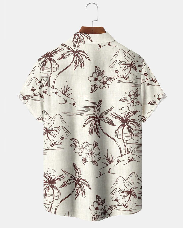 Alohadaddy® Hawaiian Palm Tree Print Art Button Pocket Cardigan Men&