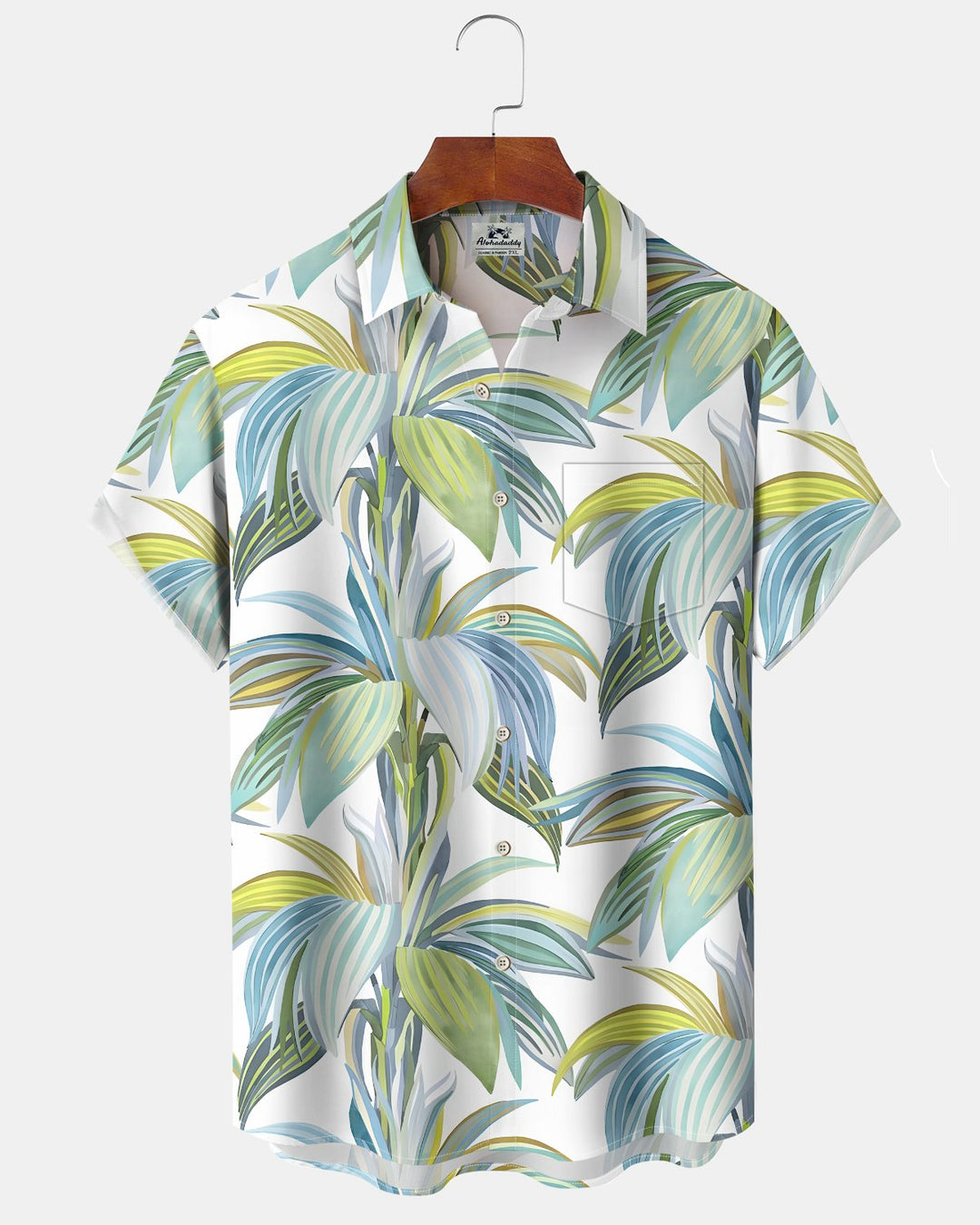 Alohadaddy® Hawaiian Palm Leaf Print Art Button Pocket Cardigan Men&