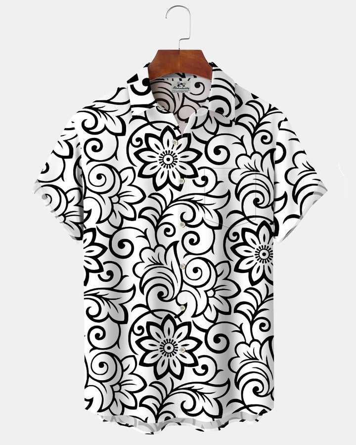 Alohadaddy® Casual Floral Print Art Button Pocket Cardigan Men&