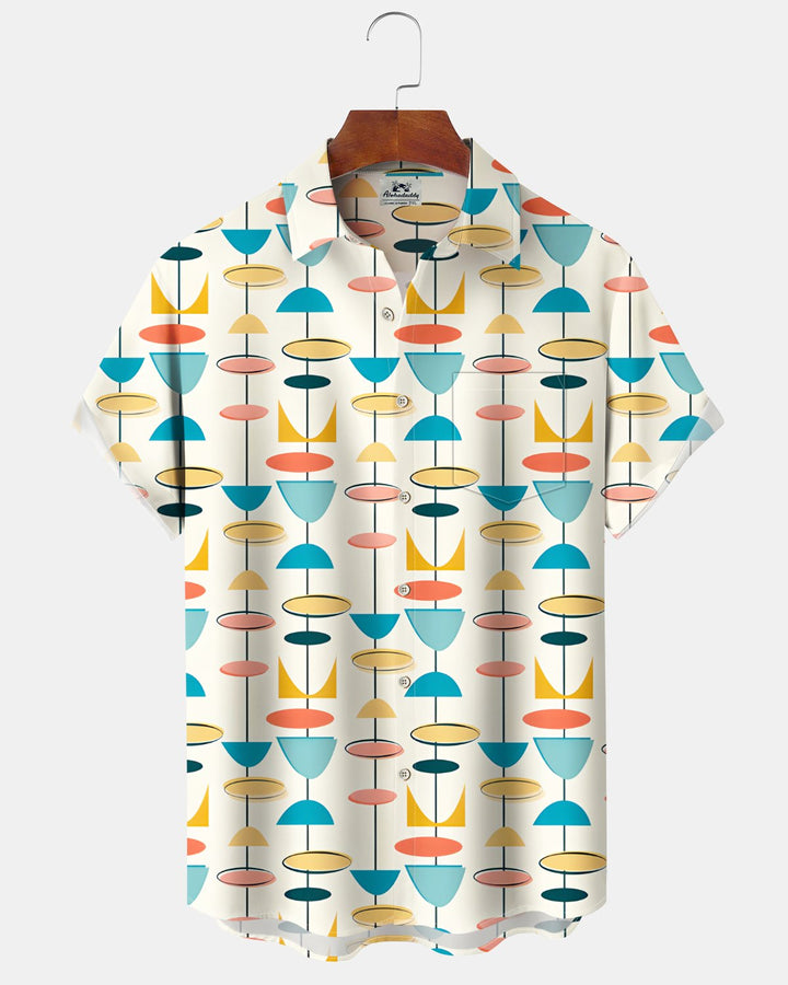 Alohadaddy® Casual Geometric Print Art Button Pocket Cardigan Men&