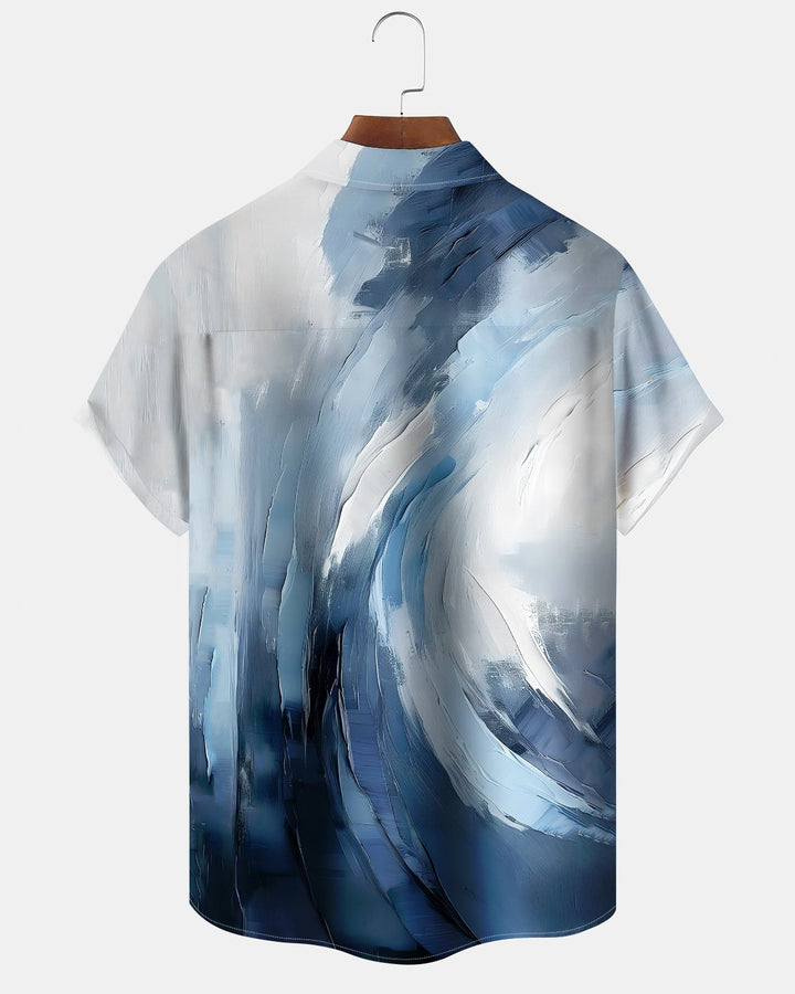 Alohadaddy® Casual Abstract Print Art Button Pocket Cardigan Men&