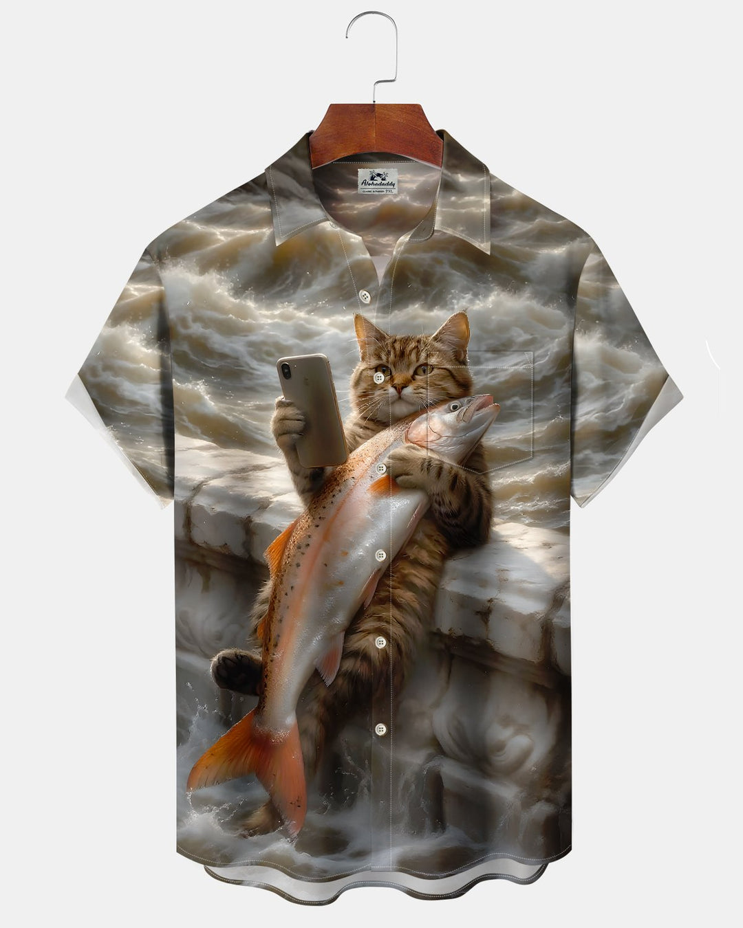 Alohadaddy® Vintage Cat Print Art Button Pocket Cardigan Men&