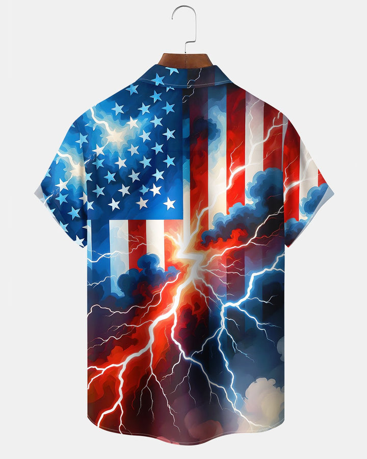 Alohadaddy® Casual American 250th Anniversary Print Art Button Pocket Cardigan Men&