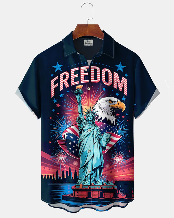 Alohadaddy® Holiday Independence Day Print Art Button Cardigan with Pockets Men&