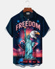 Alohadaddy® Holiday Independence Day Print Art Button Cardigan with Pockets Men's Short Sleeve Shirt