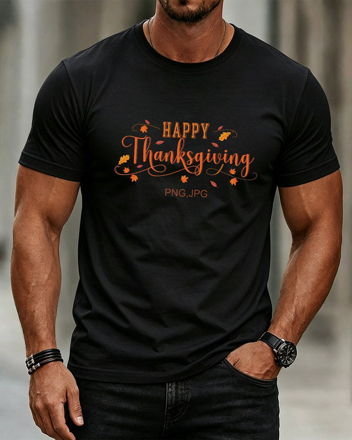 Alohadaddy® Holiday/Thanksgiving Graphic Crew-Neck Short-Sleeve T-Shirt