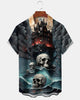 Alohadaddy® Holiday Halloween Graphic Print Button-Down Pocket Cardigan-Style Men's Short-Sleeve Shirt