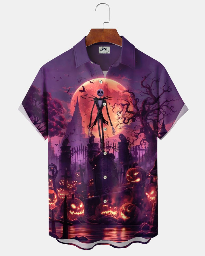 Alohadaddy® Holiday Halloween Graphic Print Button-Down Pocket Cardigan-Style Men&