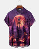 Alohadaddy® Holiday Halloween Graphic Print Button-Down Pocket Cardigan-Style Men's Short-Sleeve Shirt