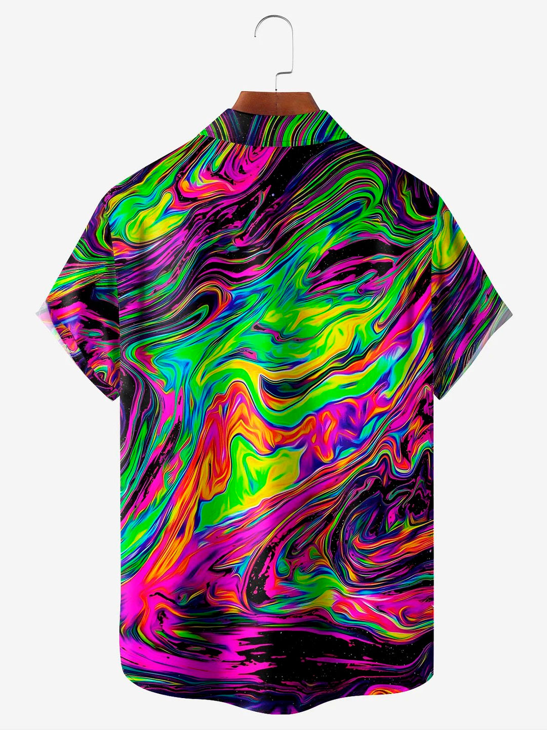 Camisa de manga corta con bolsillo abotonado y estampado digital 3D con degradado abstracto retro para hombre de Alohadaddy, talla grande y alta