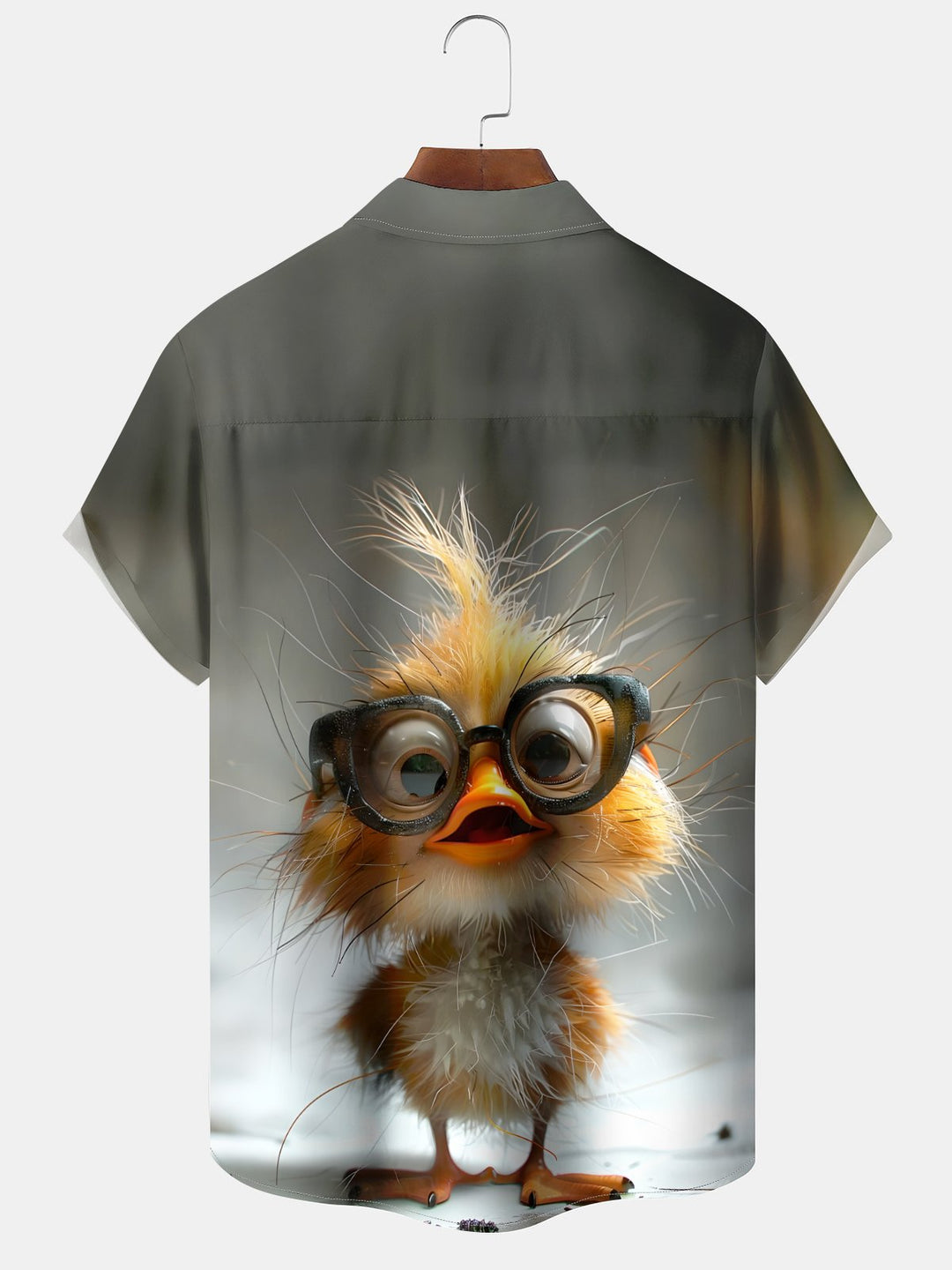 Alohadaddy Hawaiian Yellow Chicken Casual Print Art Button Cardigan Pocket Elastic Large Size Short Sleeve Shirt