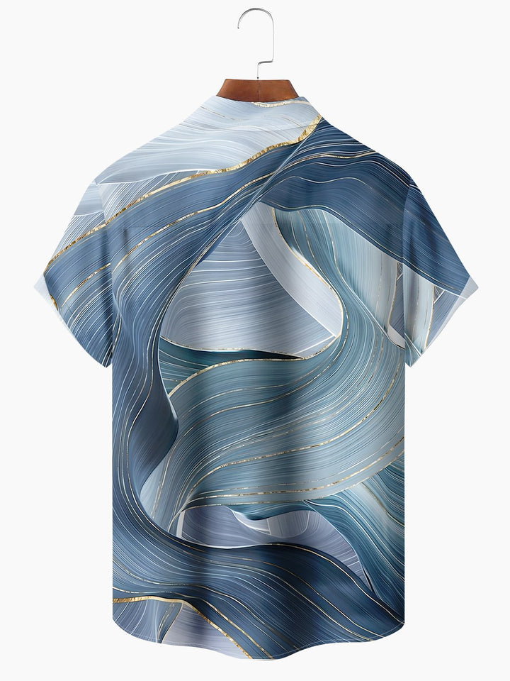 Alohadaddy Hawaiian Casual Geometric Abstract Print Art Button Pocket Cardigan Stretch Large Size Short Sleeve Shirt