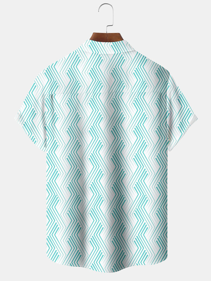 Alohadaddy Hawaiian Vacation Geometric Art Print Button Cardigan Pocket Polyester Stretch Large Size Long Short Sleeve Shirt