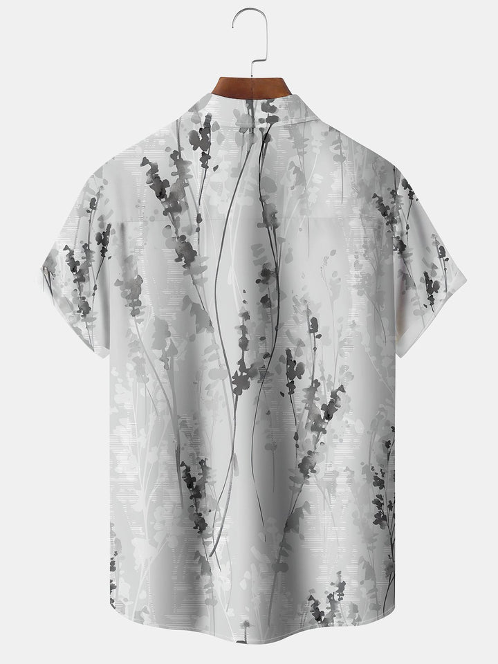 Alohadaddy Casual Botanical Art Print Moisture Wicking Chest Pocket Oversized Stretch Hawaiian Short Sleeve Shirt