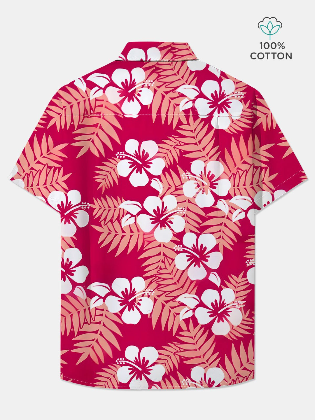 Alohadaddy® Cotton Hibiscus Flower Art Print Chest Pocket Cardigan Oversized Long Hawaiian Short Sleeve Shirt