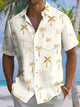 Alohadaddy® Hawaii Palm Trees Print Art Pockets Large Size Stretch Men's Short Sleeve Shirt