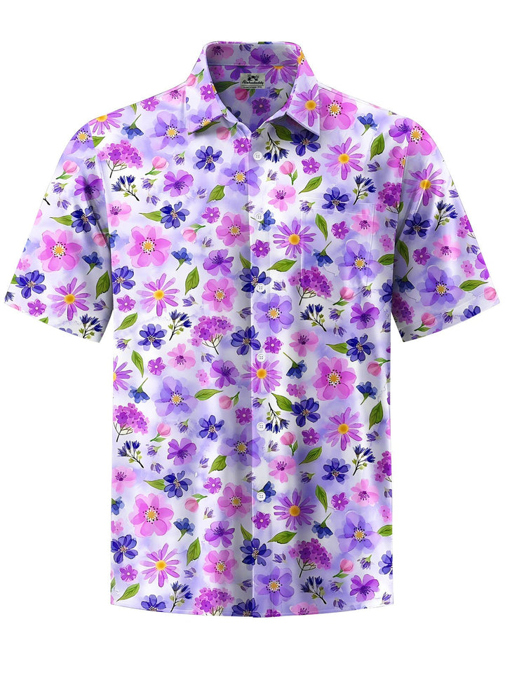 Alohadaddy® Casual Floral Print Chest Pocket Men&