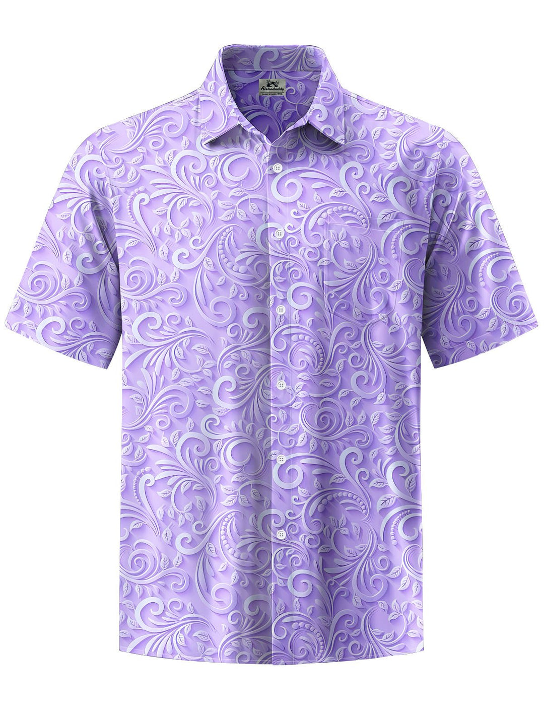 Alohadaddy® Casual Embossed Floral Print Chest Pocket Men&