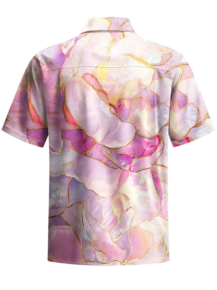Alohadaddy® Hawaiian Flowers Art Print Chest Pocket Mens Short Sleeve Shirt Big &amp; Tall