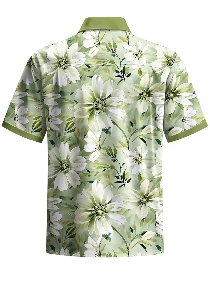 Alohadaddy® Hawaiian Floral Contrast Art Print Chest Pocket Men&