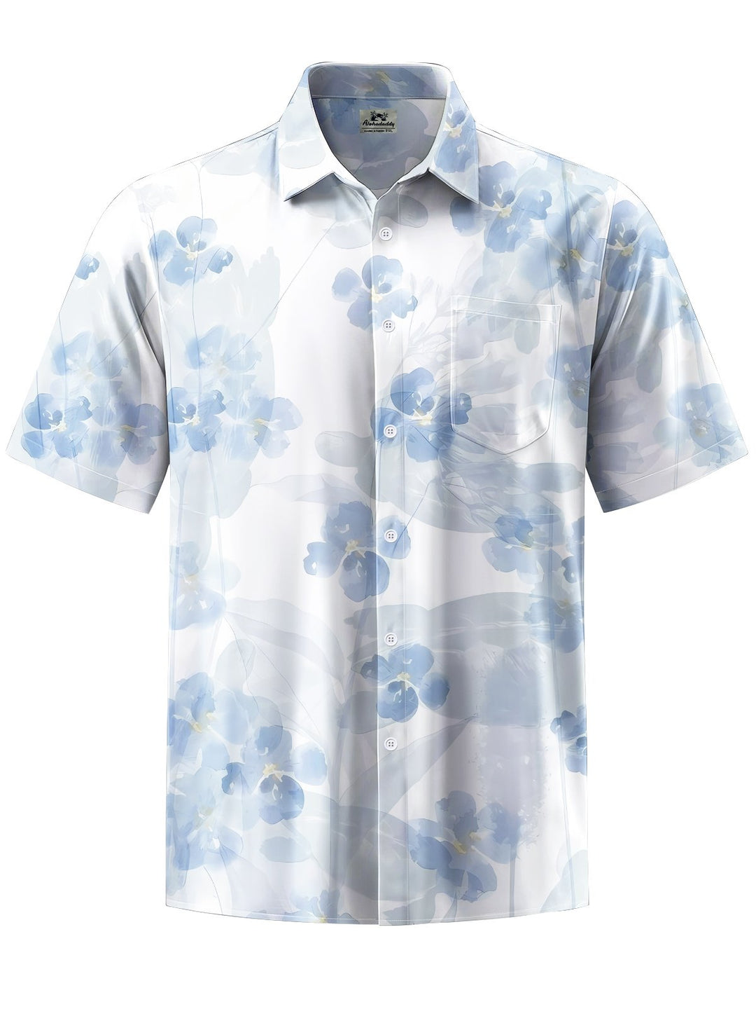 Alohadaddy® Hawaiian Flower Turtle Art Print Chest Pocket Mens Short Sleeve Shirts Big &amp; Tall