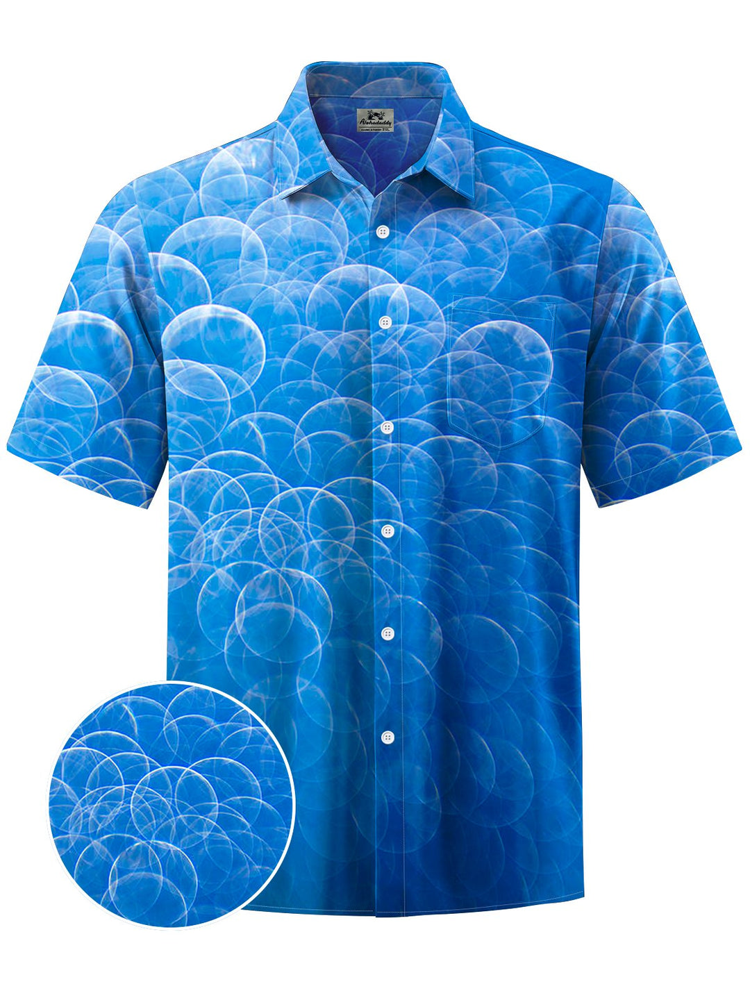 Alohadaddy® Casual Air Bubble Art Print Chest Pocket Moisture Wicking Men&