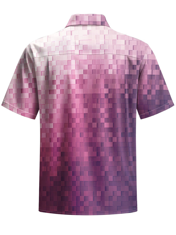 Alohadaddy® Casual Gradient Geometric Art Print Chest Pocket Men&