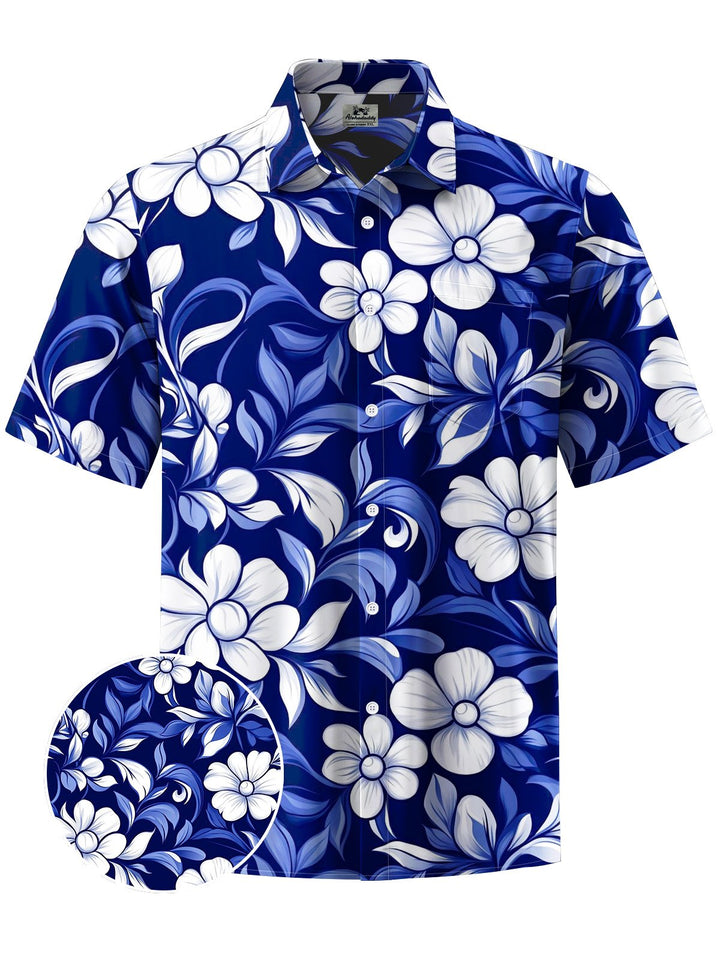 Alohadaddy® Hawaiian Flowers Art Print Chest Pocket Men&