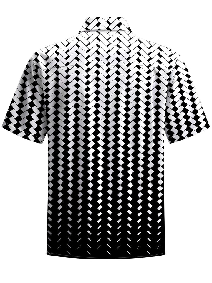 Alohadaddy® Casual Geometric Gradient Art Print Chest Pocket Men&